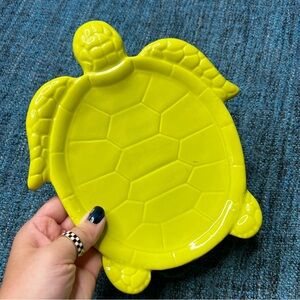 Magenta Exclusive Sea Turtle Ceramic Plate in Lime Green Glaze 9"